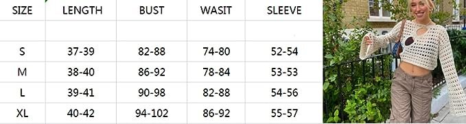 Women's Openwork Crochet Knit Cropped Tops Long Sleeve Autumn Sweater Tops